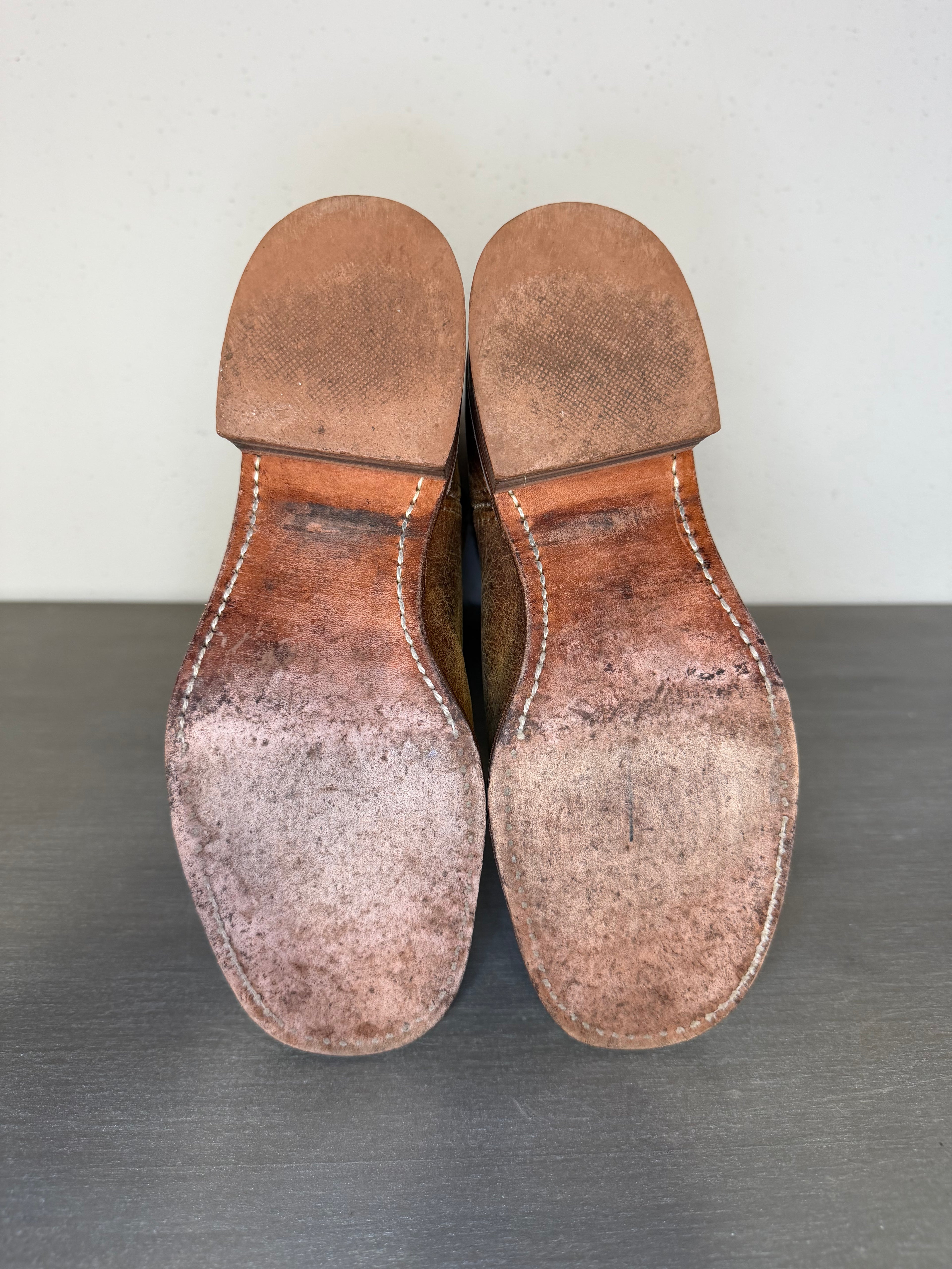 Vintage 1970s–1980s FRYE Brown Leather Pull-On Square Toe Cowboy Boots Women’s Size 7M